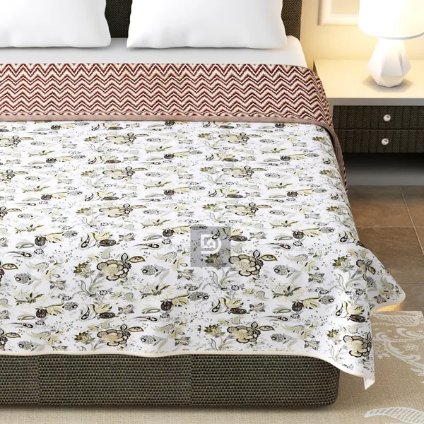 Zigzag_Brown_Pure_Cotton_Reversible_Printed_3_Layered_Dohar_For_AC_Rooms