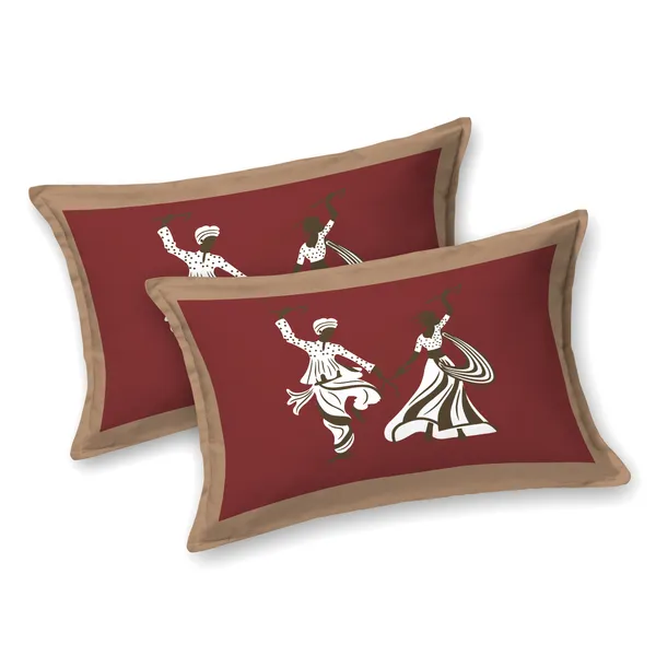 Garba_Maroon_Pure_Cotton_King_Size_Bedsheet_With_2_Pillow_Covers