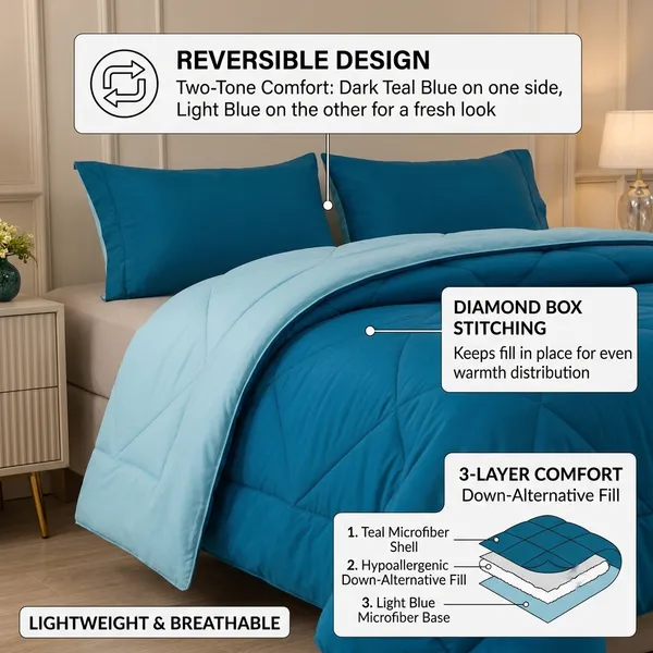 Comforter_200_GSM_Peach_Finish_Microfiber_Reversible_Tone_For_All_Seasons_(Deep_Teal_&_Carribean_Blue)