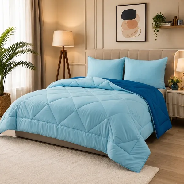 Comforter_200_GSM_Peach_Finish_Microfiber_Reversible_Tone_For_All_Seasons_(Deep_Teal_&_Carribean_Blue)