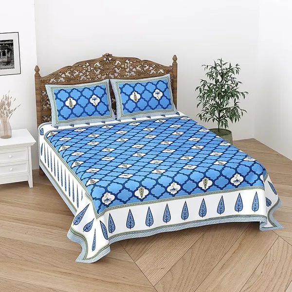 Damask_Blue_Pure_Cotton_King_Size_Bedsheet_With_2_Pillow_Covers
