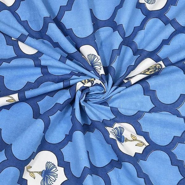 Damask_Blue_Pure_Cotton_King_Size_Bedsheet_With_2_Pillow_Covers