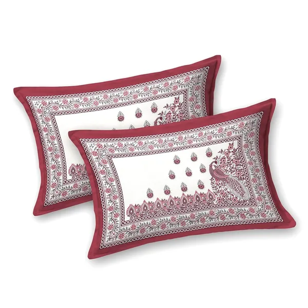 Peacock_Red_Pure_Cotton_King_Size_Bedsheet_With_2_Pillow_Covers