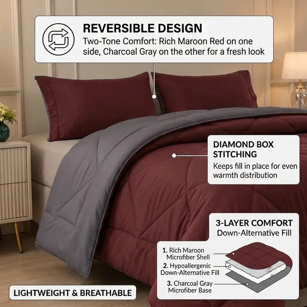 Comforter_200_GSM_Peach_Finish_Microfiber_Reversible_Tone_For_All_Seasons_(Misty_Maroon_&_Glowing_Grey)