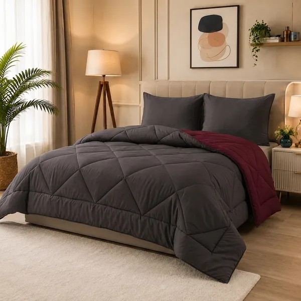 Comforter_200_GSM_Peach_Finish_Microfiber_Reversible_Tone_For_All_Seasons_(Misty_Maroon_&_Glowing_Grey)