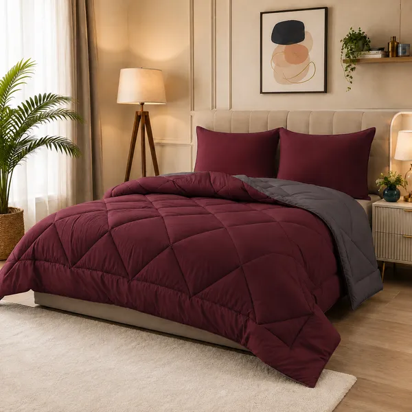 Comforter_200_GSM_Peach_Finish_Microfiber_Reversible_Tone_For_All_Seasons_(Misty_Maroon_&_Glowing_Grey)