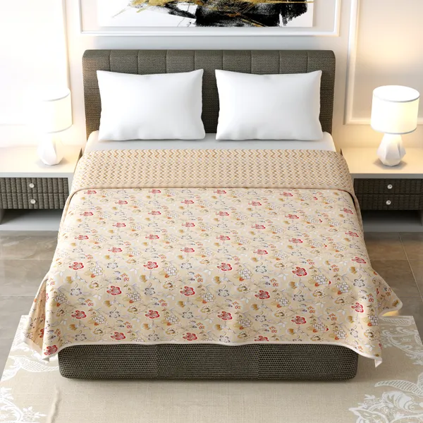 Floral_Brown_Pure_Cotton_Reversible_Printed_3_Layered_Dohar_For_AC_Rooms
