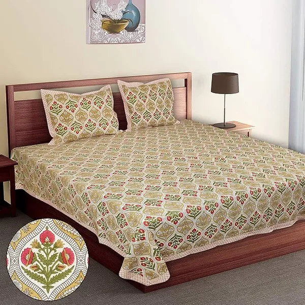 Damask_Brown_Pure_Cotton_King_Size_Bedsheet_With_2_Pillow_Covers