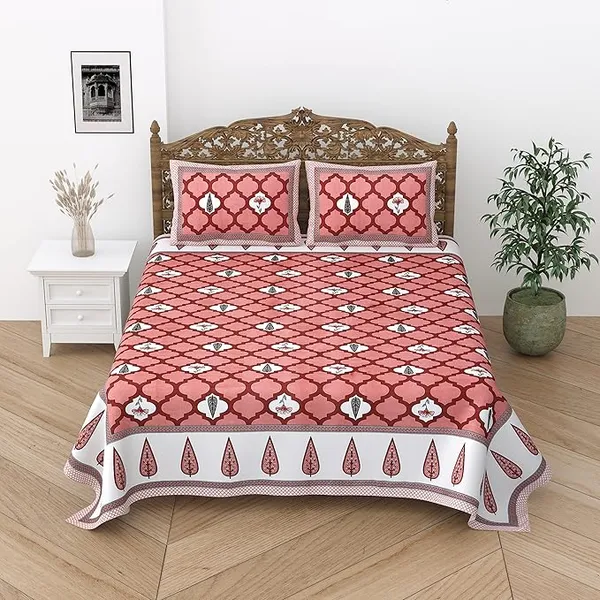 Damask_Red_Pure_Cotton_King_Size_Bedsheet_With_2_Pillow_Covers