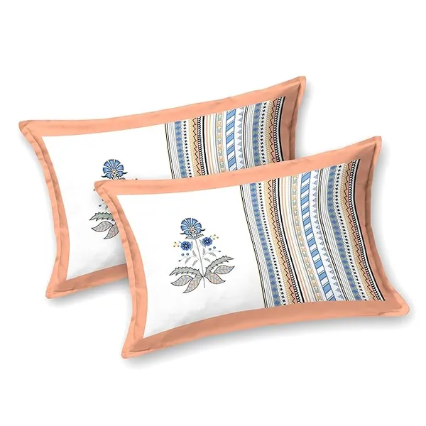 Striped_Orange_Pure_Cotton_King_Size_Bedsheet_With_2_Pillow_Covers