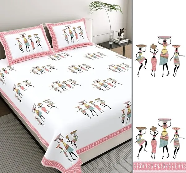 Tribals_Pink_Pure_Cotton_King_Size_Bedsheet_With_2_Pillow_Covers