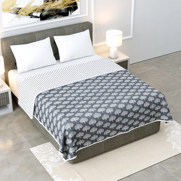 Grey_Leaf_Pure_Cotton_Reversible_Printed_3_Layered_Dohar_For_AC_Rooms