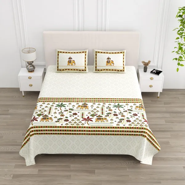 Jaipuri_Elephant_3_Pure_Cotton_King_Size_Bedsheet_With_2_Pillow_Covers
