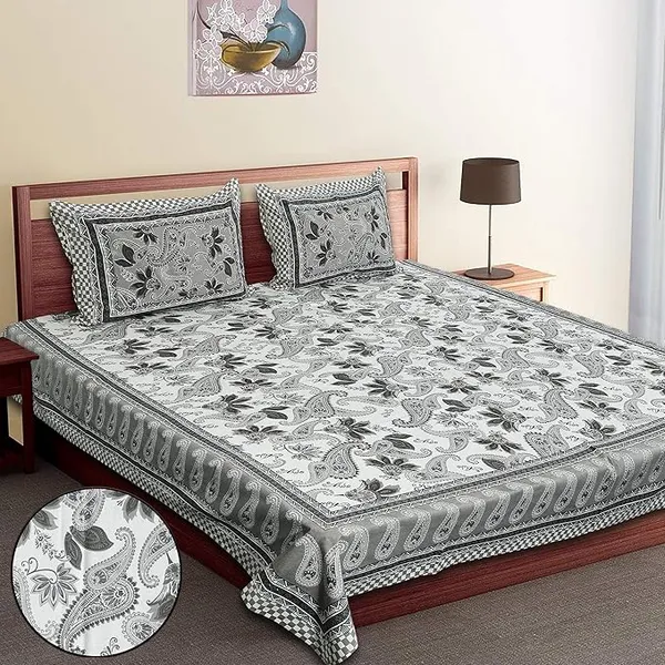 Paisley_Grey_Pure_Cotton_King_Size_Bedsheet_With_2_Pillow_Covers