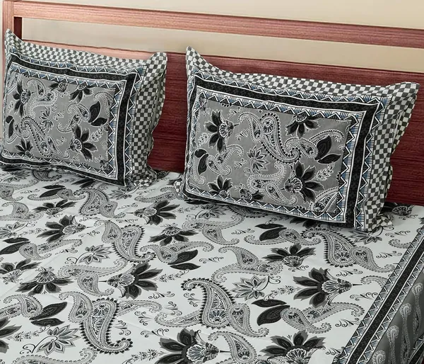 Paisley_Grey_Pure_Cotton_King_Size_Bedsheet_With_2_Pillow_Covers