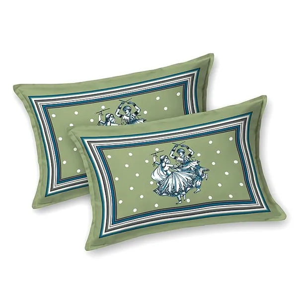 Folk_Dance_Green_Pure_Cotton_King_Size_Bedsheet_With_2_Pillow_Covers