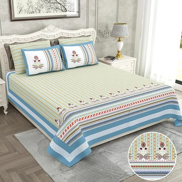 Striped_Green_Pure_Cotton_King_Size_Bedsheet_With_2_Pillow_Covers