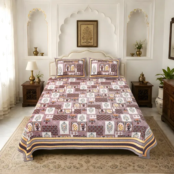 Jaipuri_Jharokha_Pure_Cotton_King_Size_Bedsheet_With_2_Pillow_Covers