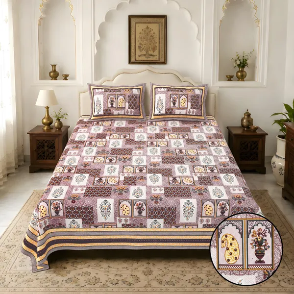 Jaipuri_Jharokha_Pure_Cotton_King_Size_Bedsheet_With_2_Pillow_Covers