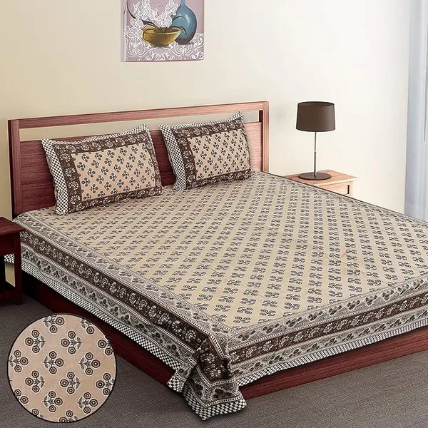 Jaipuri_Brown_Booti_Pure_Cotton_King_Size_Bedsheet_With_2_Pillow_Covers