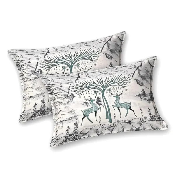 Dual_Deer_Grey_Pure_Cotton_King_Size_Bedsheet_With_2_Pillow_Covers