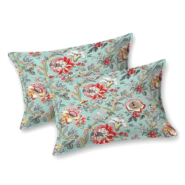 Floral_Sea_Green_Pure_Cotton_Bedsheet_With_Pillow_Covers