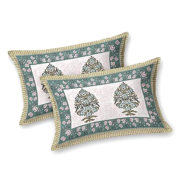 Jaipuri_Green_Pure_Cotton_King_Size_Bedsheet_With_2_Pillow_Covers
