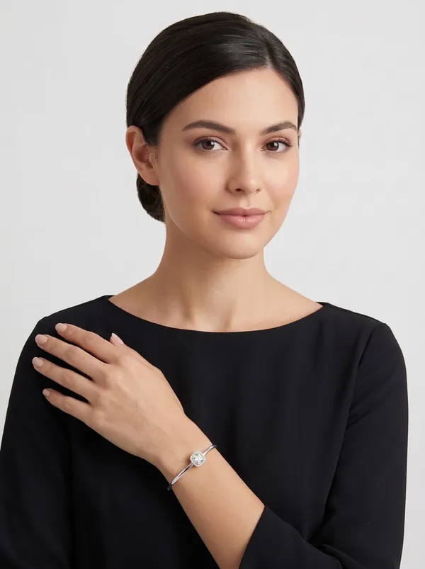 Cushion-Cut_Halo_Solitaire_Silver_Bangle_Bracelet