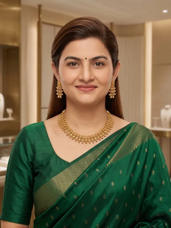 Elegant_Traditional_Gold-Tone_Beaded_Necklace_&_Earring_Set