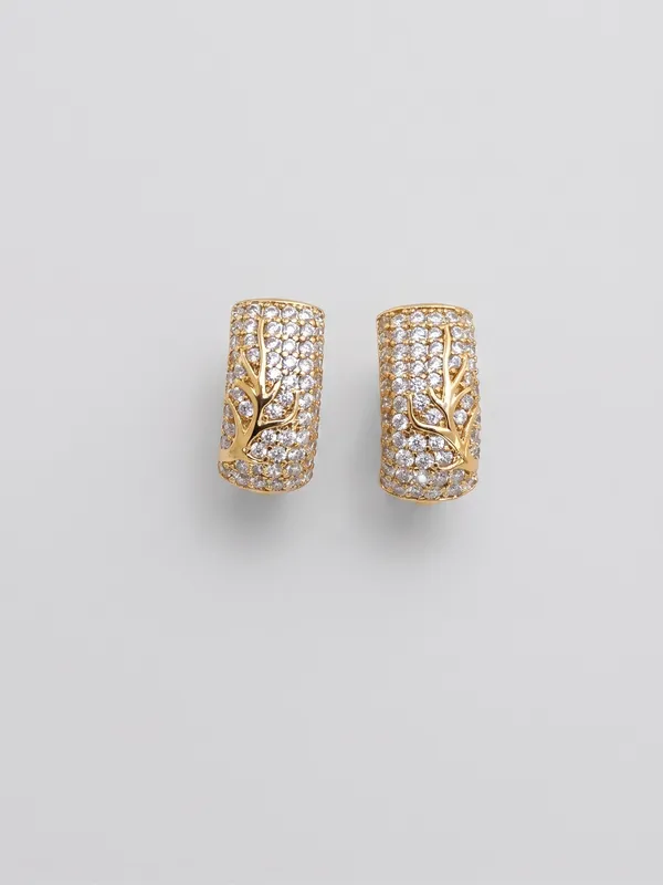 Gold-Tone_Lilac_Floral_Huggie_Hoop_Earrings_(demifine)