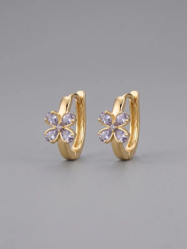 Gold-Tone_Lilac_Floral_Huggie_Hoop_Earrings_(demifine)