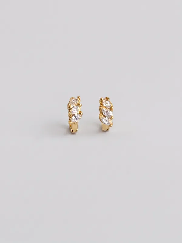 Marquise_Cluster_Gold-Tone_Huggie_Earrings_(demifine)