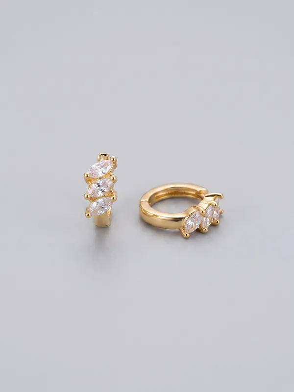 Marquise_Cluster_Gold-Tone_Huggie_Earrings_(demifine)