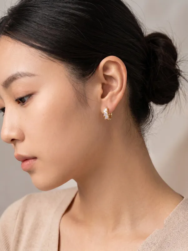 Marquise_Cluster_Gold-Tone_Huggie_Earrings_(demifine)
