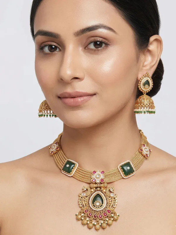 Ruby_And_Green_Rajwadi_Set_For_Women