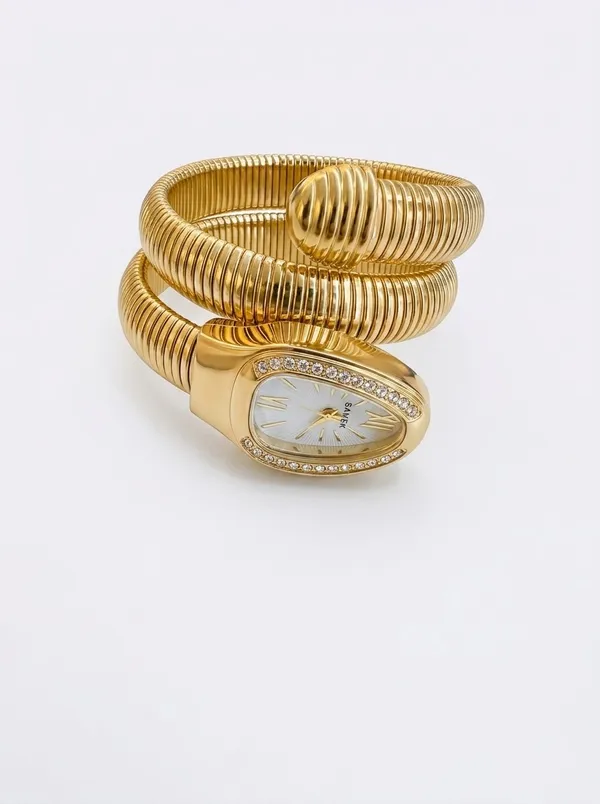 SAMEX_Women's_Gold_Snake_Coiled_Wrap_Watch