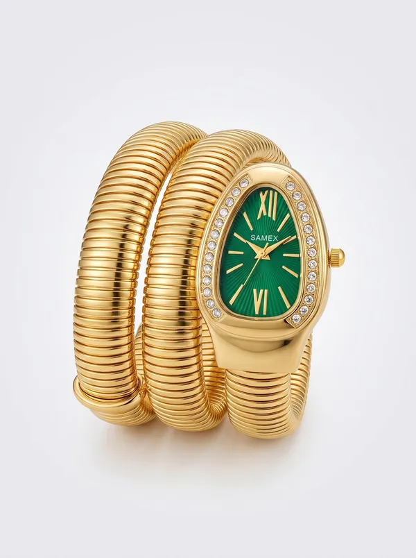SAMEX_Women's_Gold_Snake_Coiled_Wrap_Watch