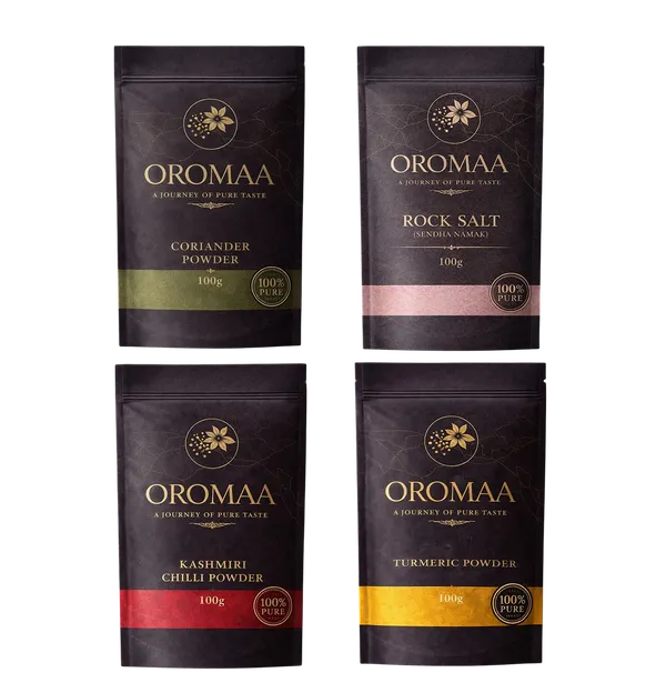 Oromaa_Rock_Salt_|_Turmeric_Powder_|_Corainder_Powder_|_Kashmiri_Chilli_Powder_|_Pack_Of_4_|_100_Gm_Each