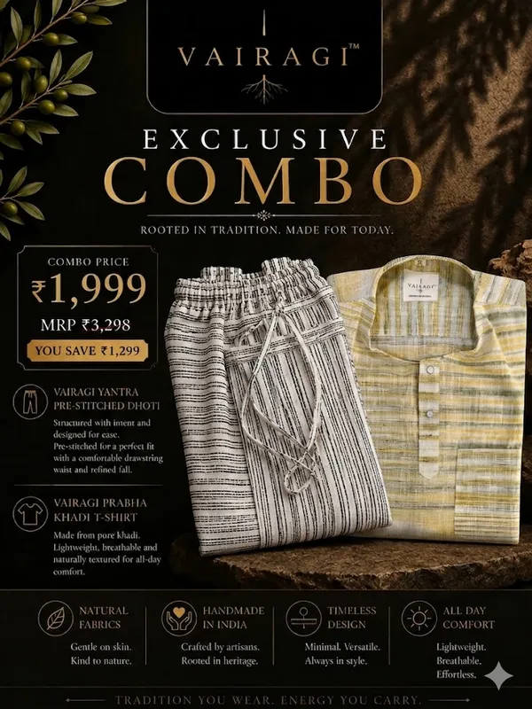 Vairagi_Yantra_-_Pre-Stitched_Dhoti_&_Vairagi_PRABHA_-_Khaadi_T-Shirt_Set