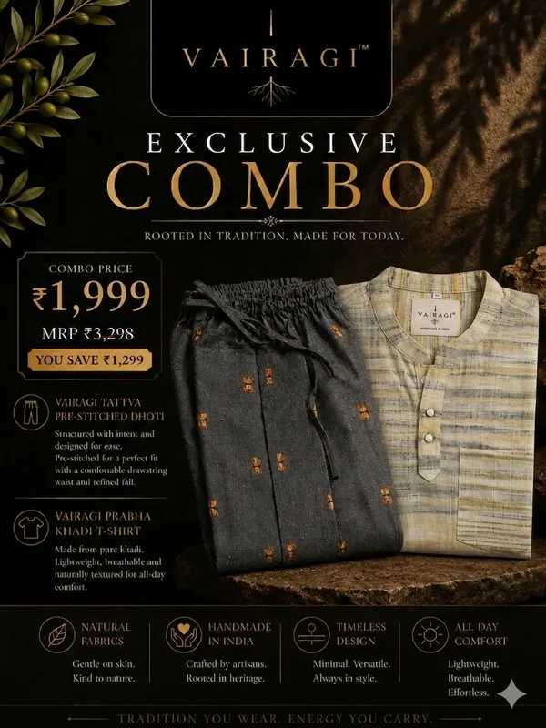 Vairagi_Tattva_-_Pre-Stitched_Dhoti_&_Vairagi_PRABHA_-_Khaadi_T-Shirt
