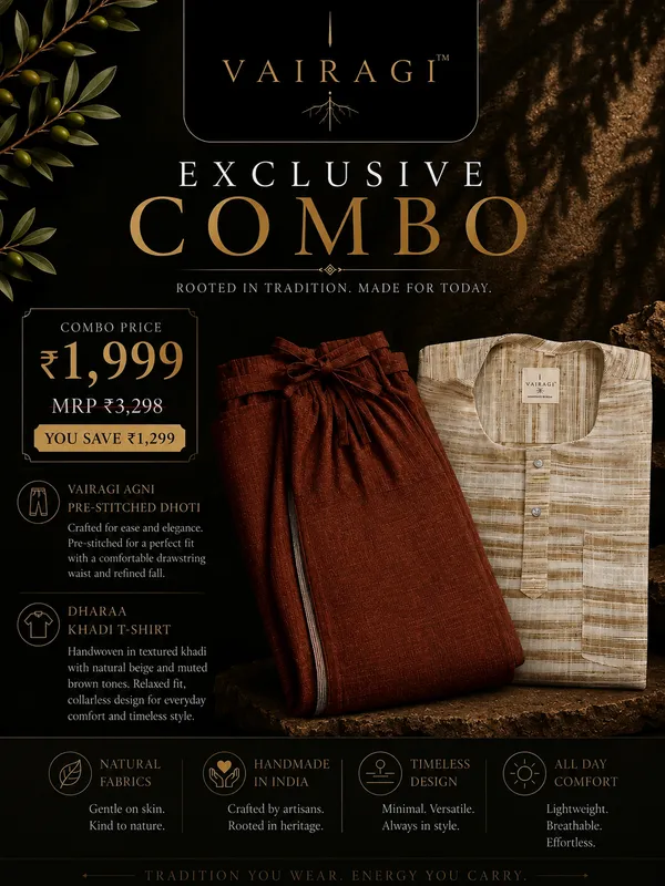 Vairagi_Agni_-_Pre-Stitched_Dhoti_&_Vairagi_Dhaara_-_Khaadi_T-Shirt