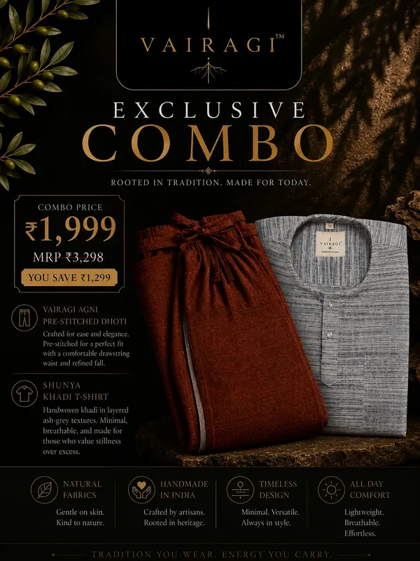 Vairagi_Agni_-_Pre-Stitched_Dhoti_&_Vairagi_Shunya_-_Khaadi_T-Shirt