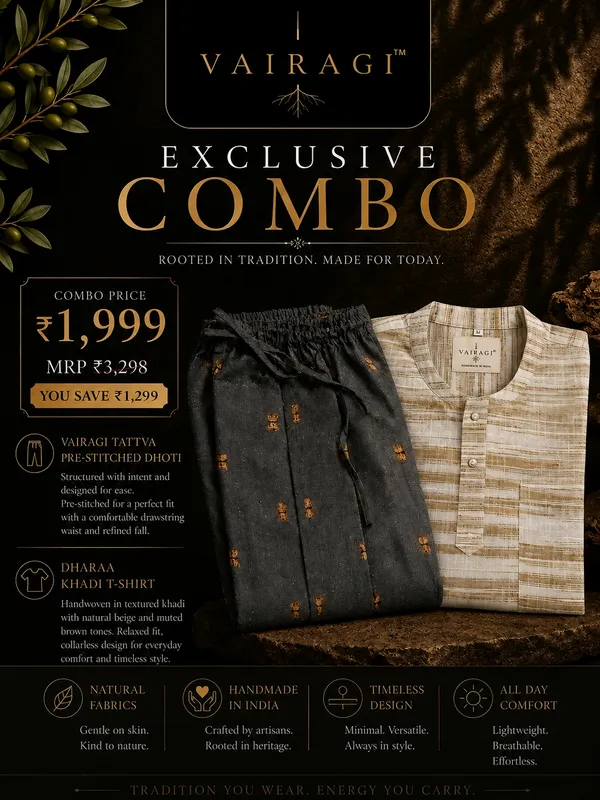 Vairagi_Tattva_-_Pre-Stitched_Dhoti_&_Vairagi_Dhaara_-_Khaadi_T-Shirt