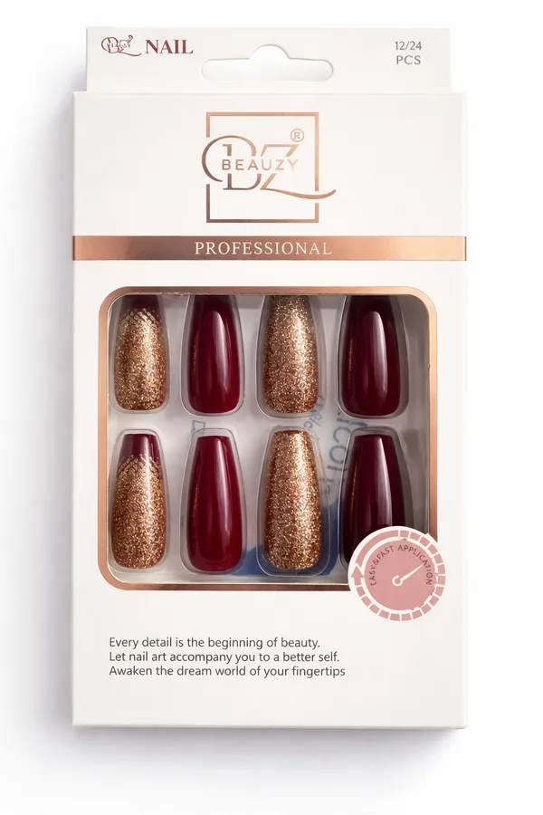 Burgundy_And_Golden_Professional_Press_On_Nail_Set_For_Women