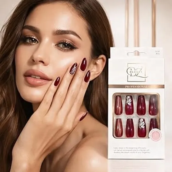 Burgundy_Professional_Press_On_Gel_Nail_Set_With_Gold_Floral_Accents_For_Women