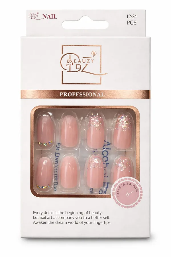 Pink_And_Grey_Professional_Press_On_Nail_Set_With_Gradient_Glitter_For_Women