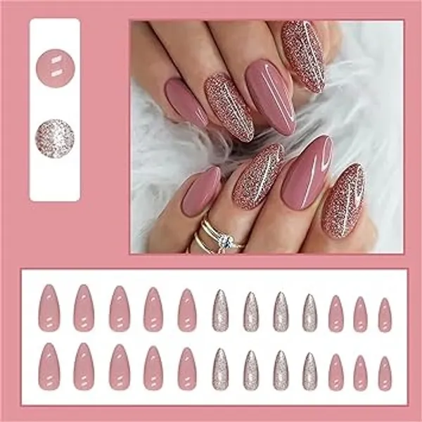 Pink_And_Glitter_Professional_Press_On_Nail_Set_With_Glitter_For_Women