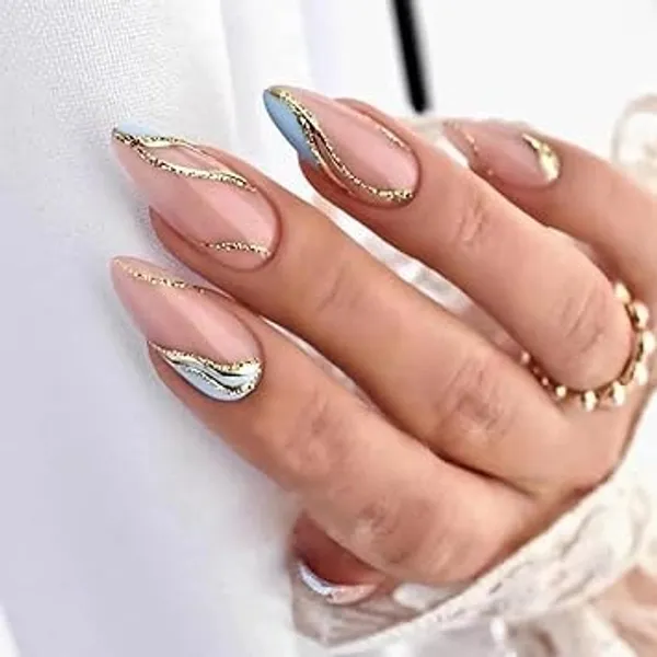 Pink_And_Grey_Press_On_Gel_Nail_Art_Stickers_Set_Professional_Reusable_Fake_Nails_With_Gold_Marble_For_Women