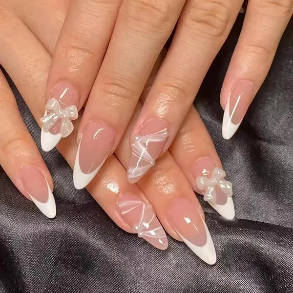 Pink_And_White_Professional_Pink_Press_On_Artificial_Nails_Kit_With_Bow_For_Women