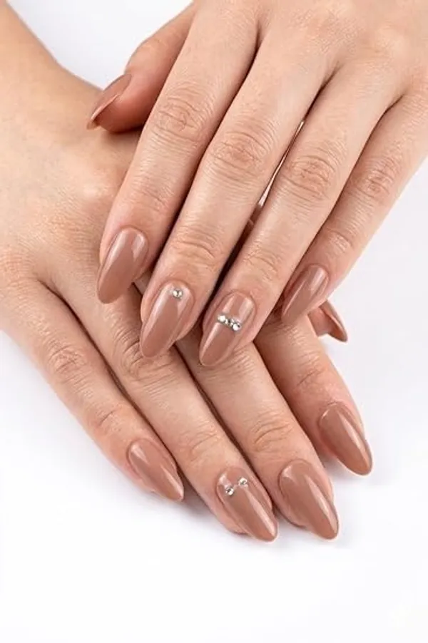 Brownish_Pink_Professional_Press_On_Artificial_Nail_Set_Metallic_Finish_For_Women